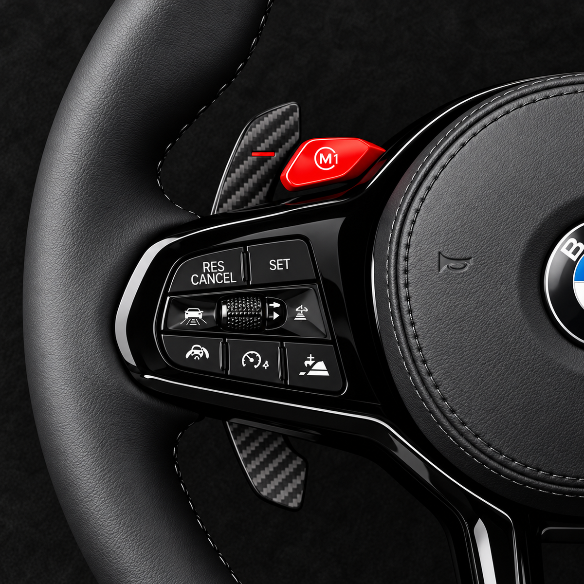 BMW M Performance Black Leather Steering Wheel For 2020-2027 Models