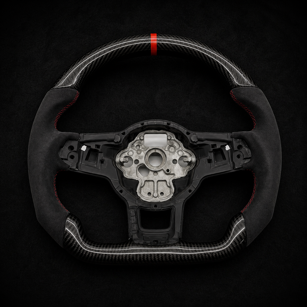 Custom Carbon Fiber R-Line Sport Steering Wheel for VW Golf MK7 / MK7.5 GTI GTD GTE R & Polo – Alcantara, Flat Bottom, Multicolor Options