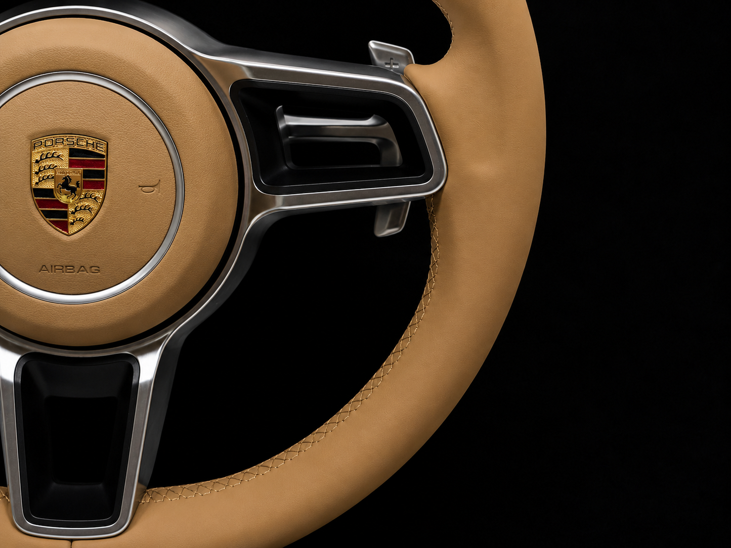 Porsche OEM Tan leather Full Assembly Steering Wheel For 2012-2025 models