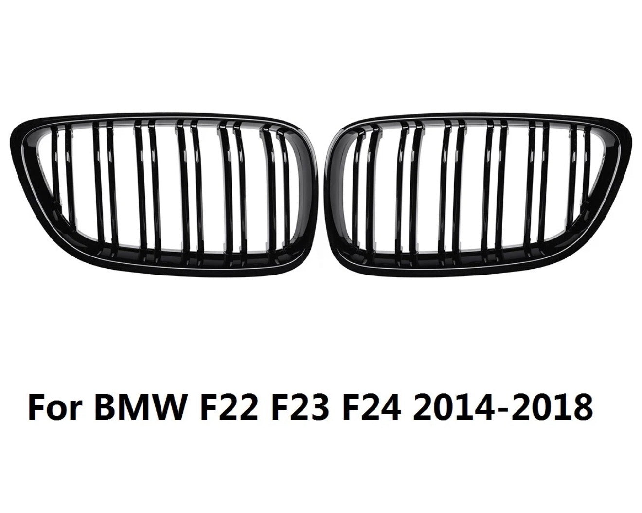 For BMW 2 Series F22 F23 F24 2014-2018 Gloss Black Dual Slat Front Kidney Grill