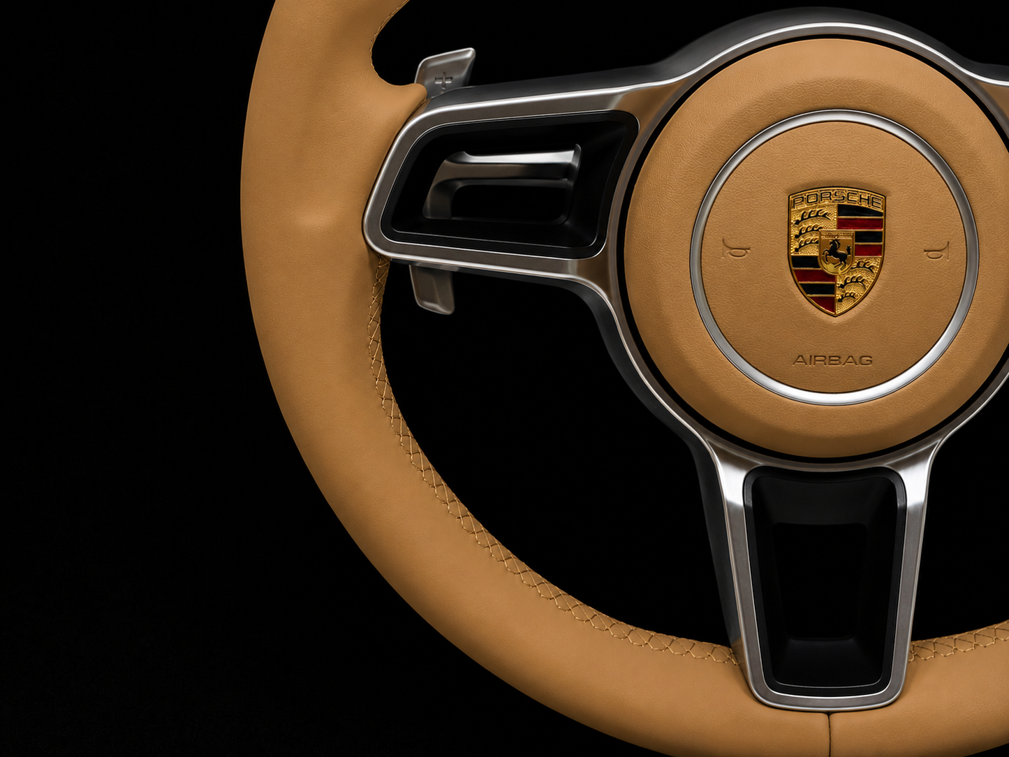 Porsche OEM Tan leather Full Assembly Steering Wheel For 2012-2025 models