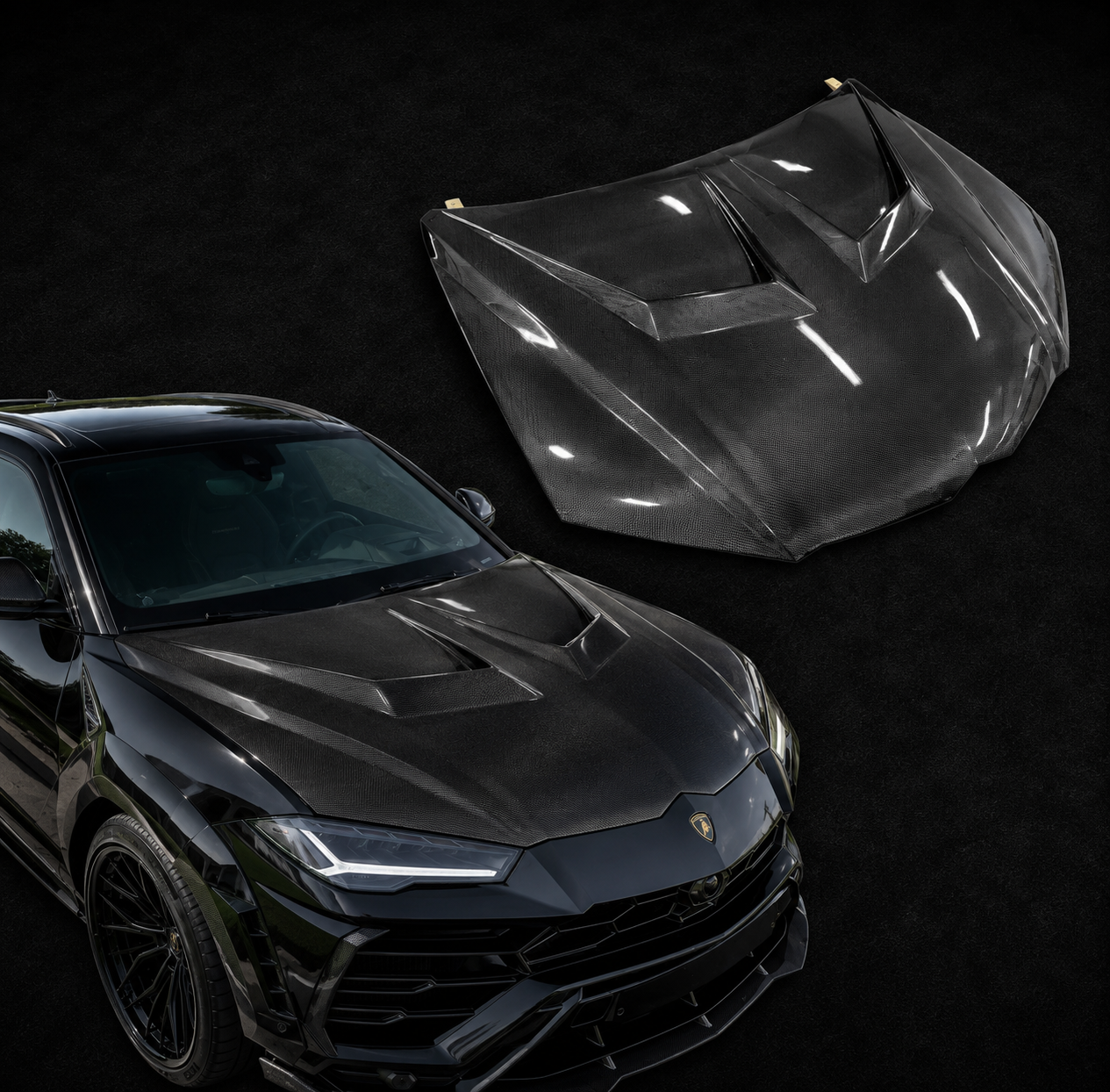 Lamborghini Urus 1016 Style DRY Clear Coated Carbon Fiber Hood (2018+)