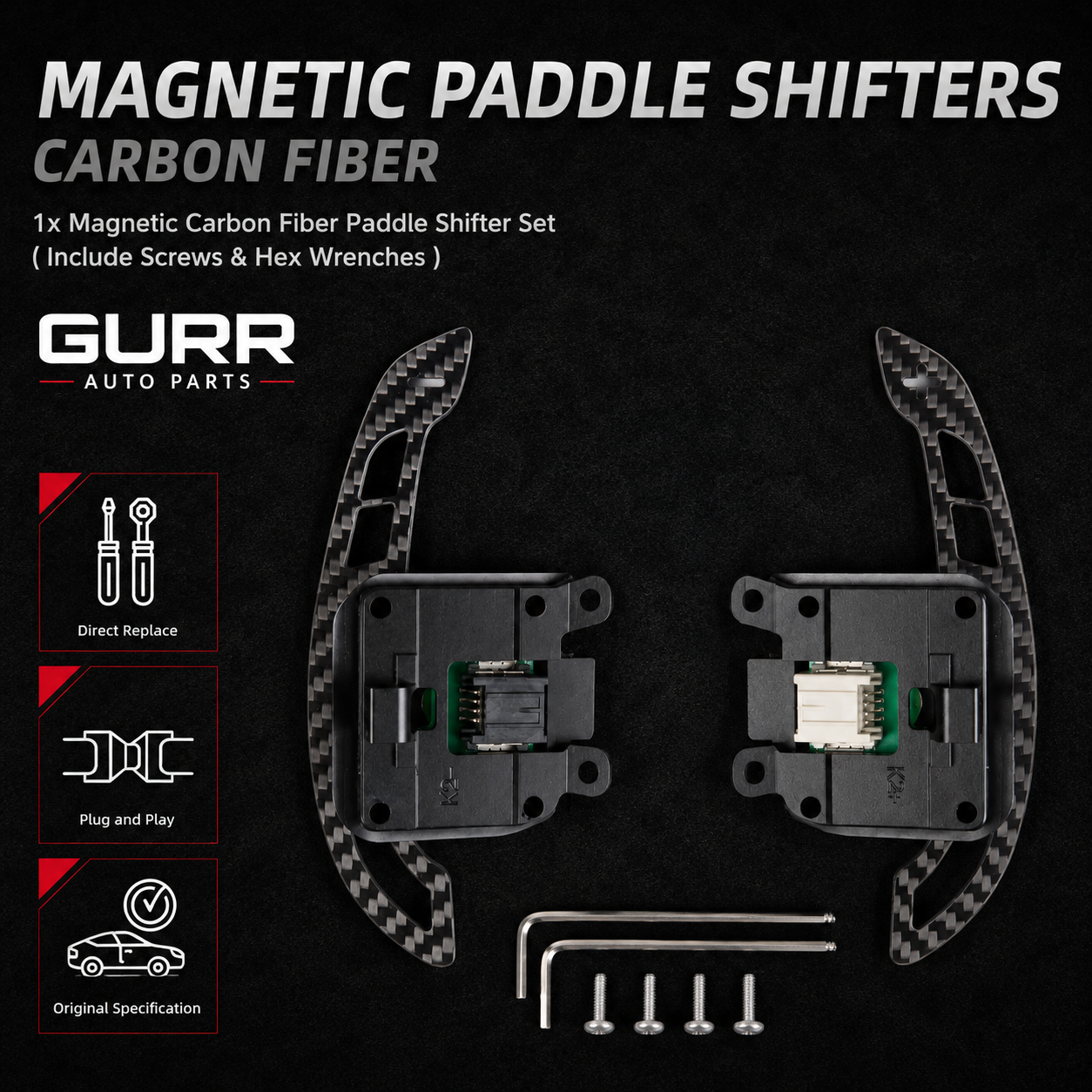 Magnetic Real Carbon Fiber Paddle Shifters for Chevrolet Corvette C8 Z06 ZR1 Z51 (2020–2026)