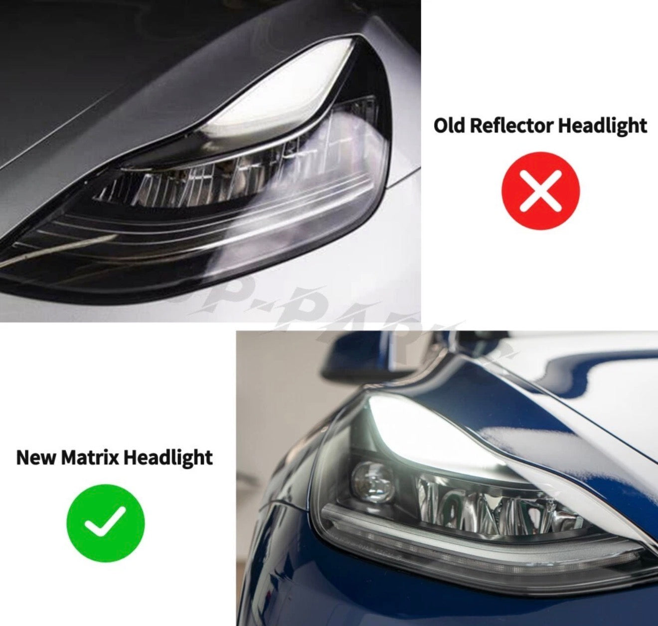 For 2021-2023 Tesla Model 3 LED Headlight Light Left Driver+Right Passenger