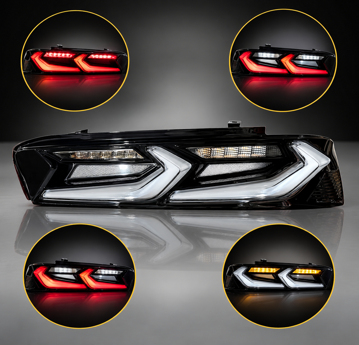 Pair Full LED Tail Lights For 2016-2018 Chevrolet Camaro w/ Sequential Lamp