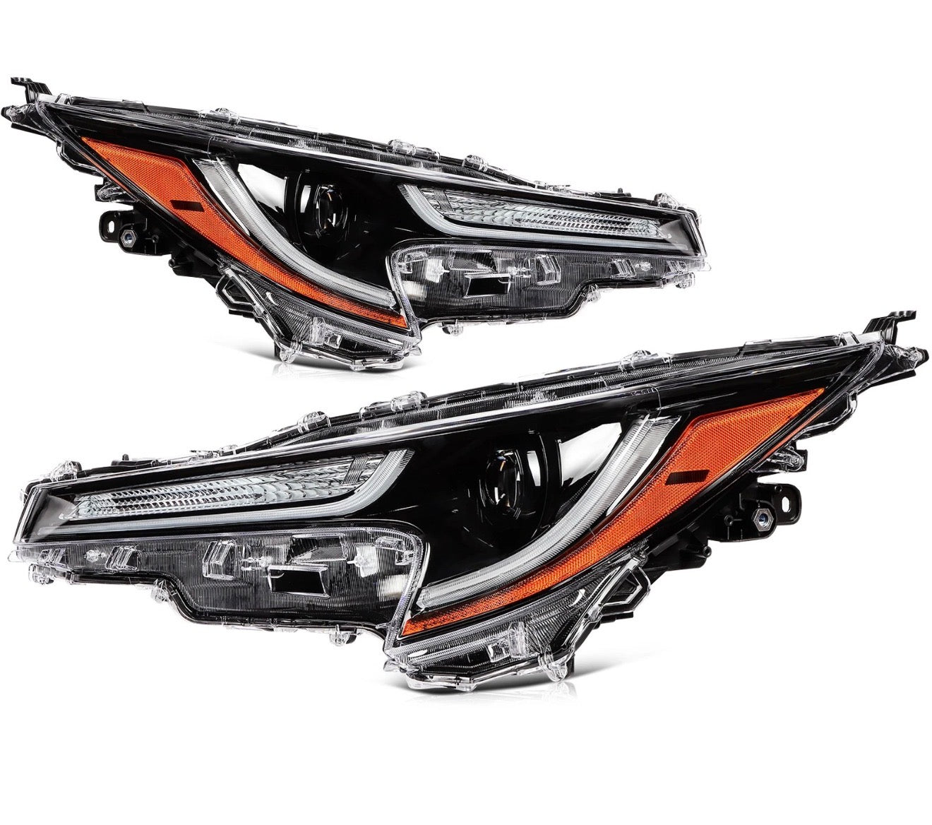 Pair Headlight Assembly w/LED DRL For 2020 2021-22 Toyota For Corolla L LE Black