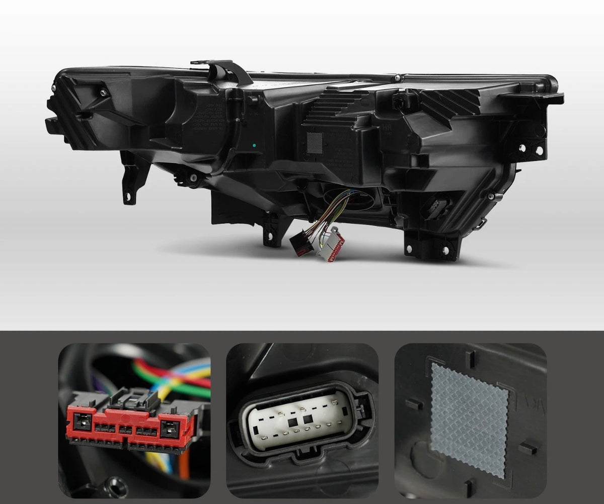 2020-2024 Ford Explorer ST Style LED Headlights W/ DRL Black Bezel Pair
