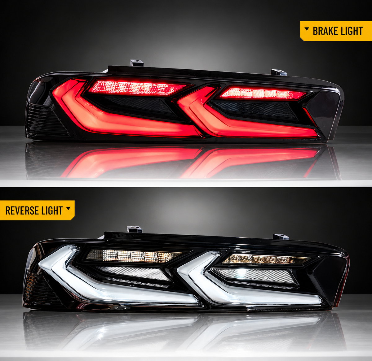Pair Full LED Tail Lights For 2016-2018 Chevrolet Camaro w/ Sequential Lamp