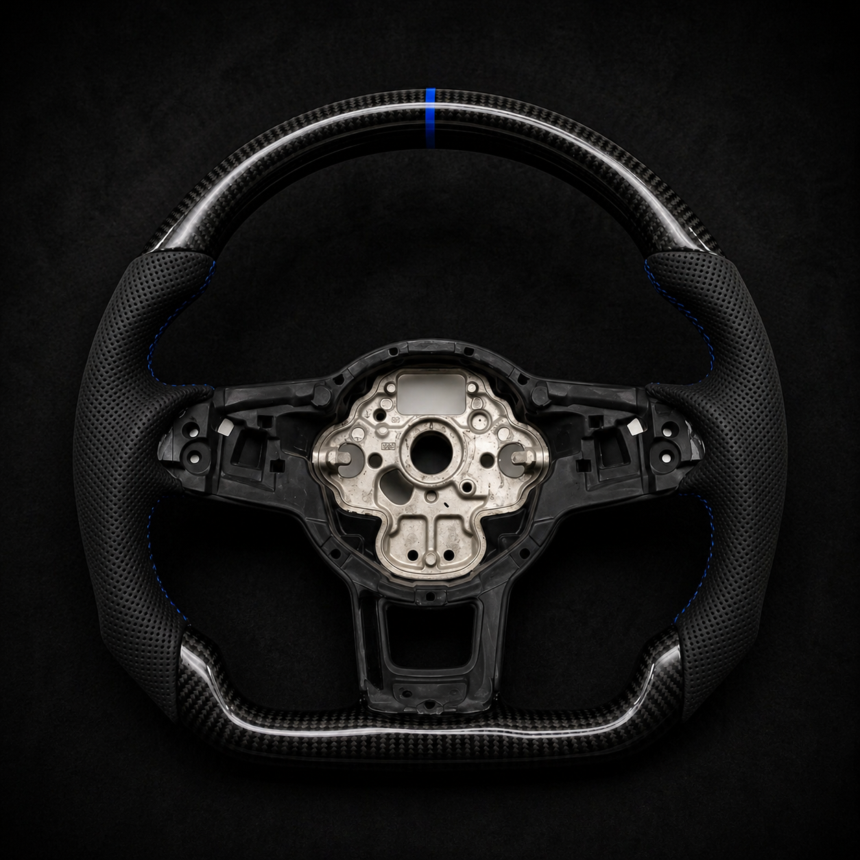 Custom Carbon Fiber R-Line Sport Steering Wheel for VW Golf MK7 / MK7.5 GTI GTD GTE R & Polo – Alcantara, Flat Bottom, Multicolor Options