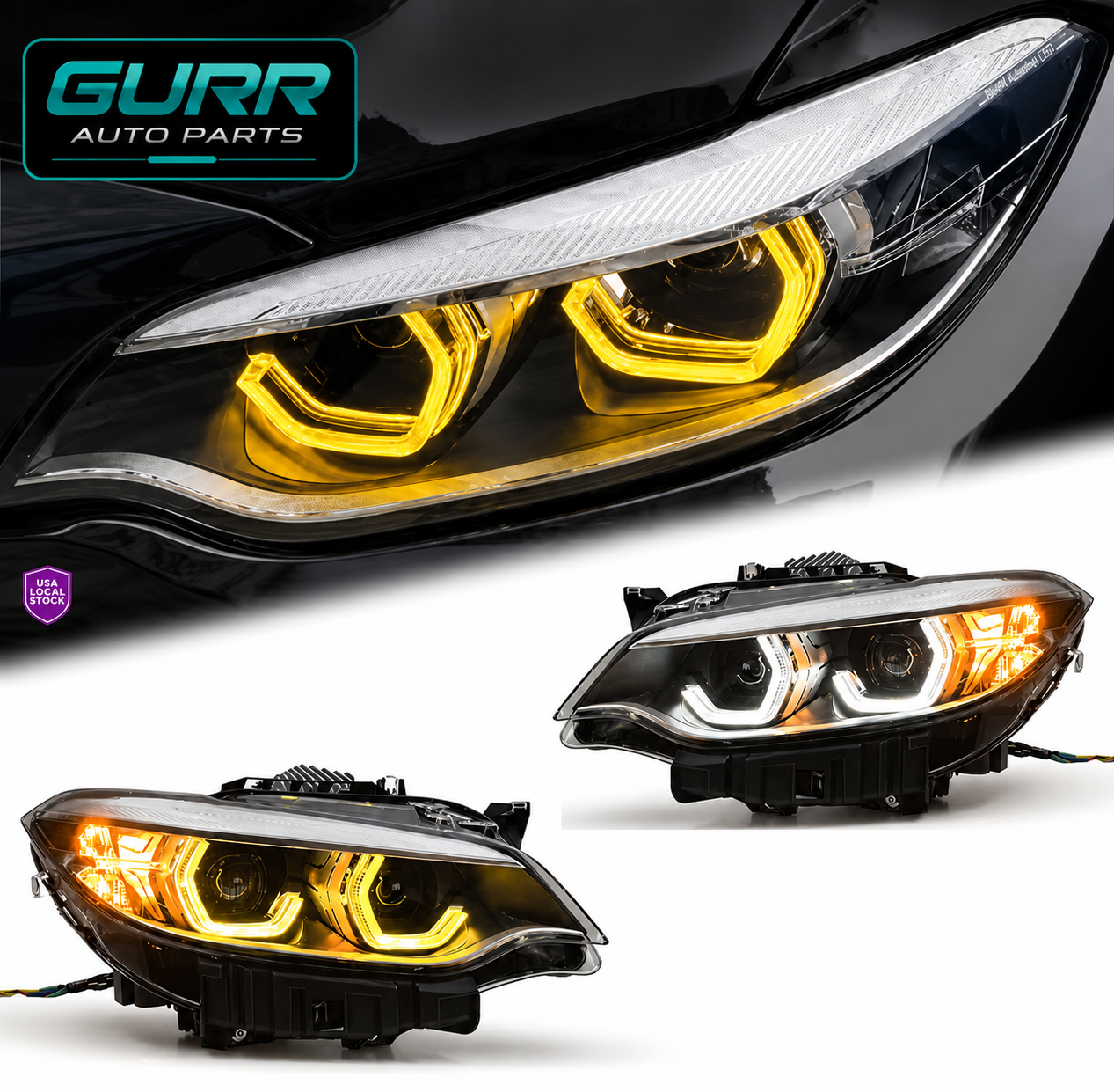 BMW F22/F23 Dual-Color LED Headlights (Yellow & White DRL) 2014–2021
