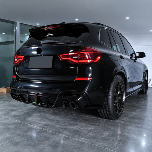 For BMW G01 18-21 X3 M40i M-Sport US Stock Rear Diffuser Lip W/Light Gloss Black
