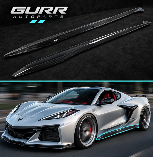 For 23-26 Corvette C8 Z06 Carbon Fiber Z07 Style Replacement Side Skirt Splitter