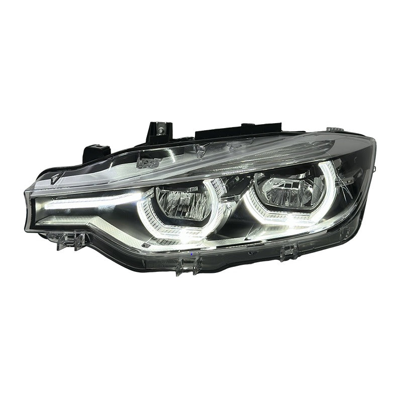 BMW 3 series F30 Tri-Color LED Headlights – Yellow / White / Red DRL Switching | Blacked-Out & Clear Lens Design
