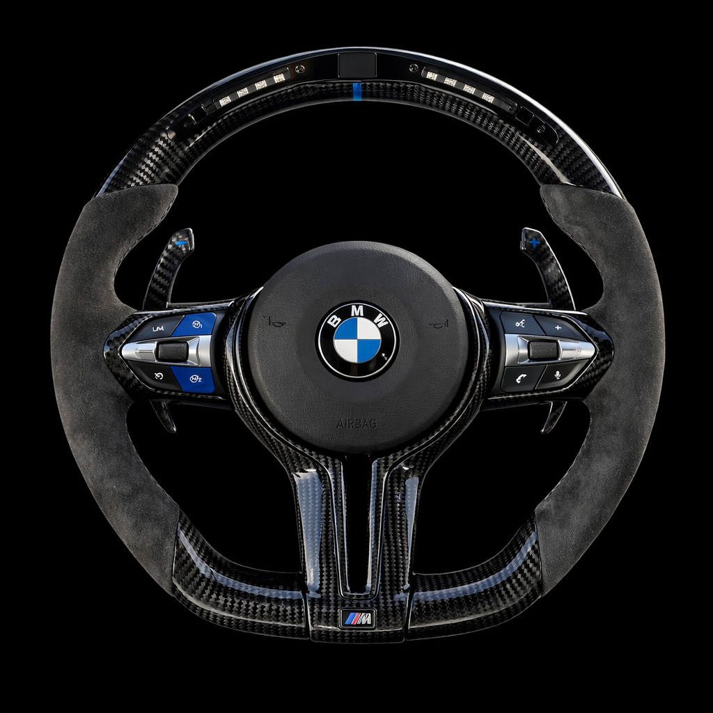 BMW M Performance Full Alcantara & Carbon Fiber Steering Wheel with LED Display for 2012-2019 models