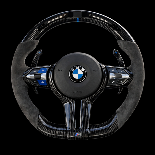 BMW M Performance Full Alcantara & Carbon Fiber Steering Wheel with LED Display for 2012-2019 models