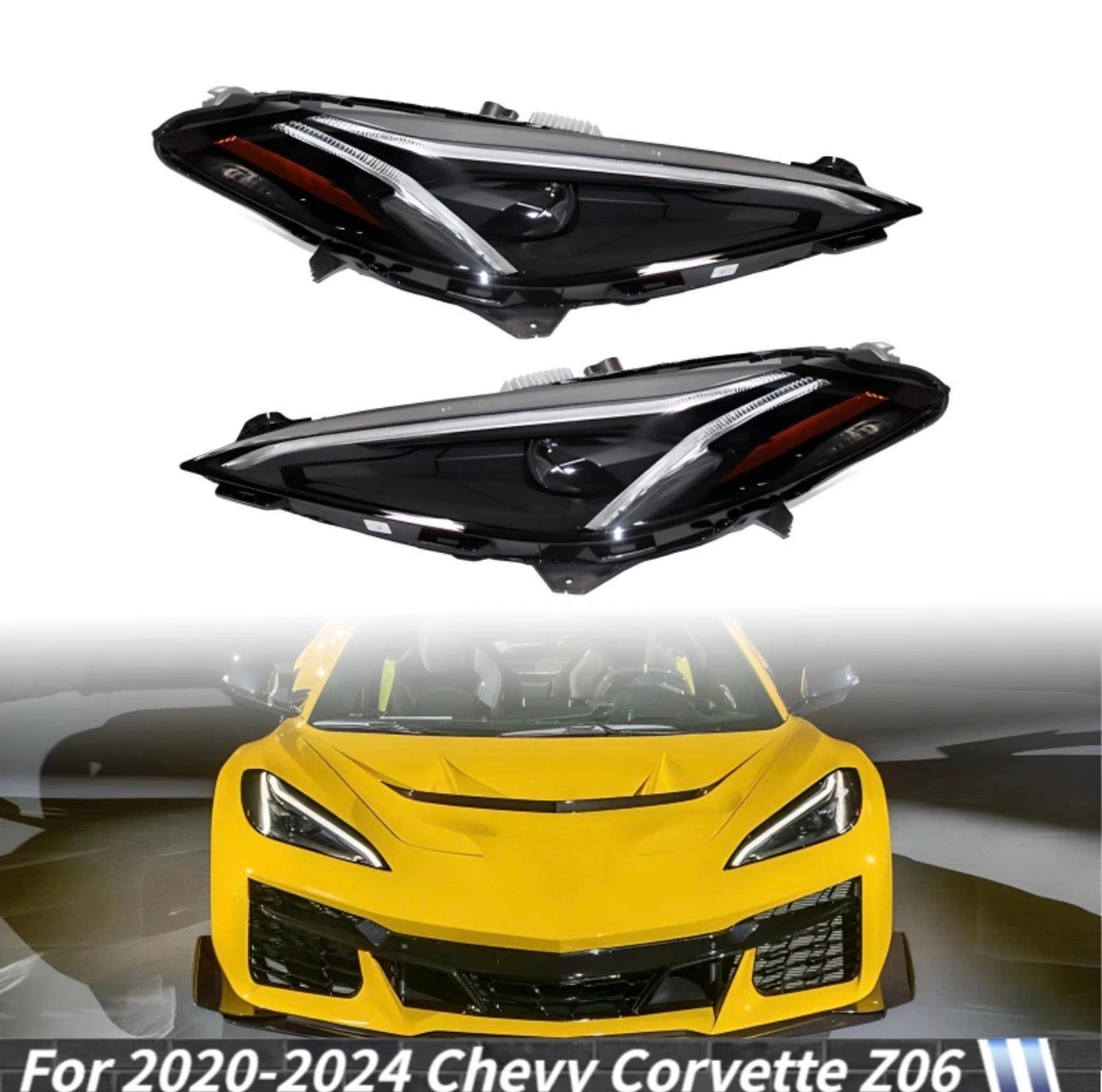 Right Passenger|Left Driver LED Headlights Assy For 2020-2024 Chevy Corvette Z06