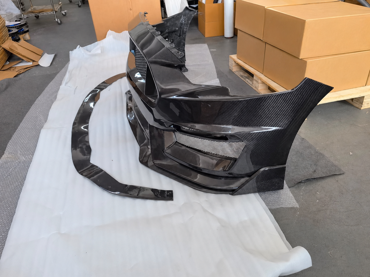 2018–2023 Ford Mustang Full Dry Carbon Fiber Front Bumper & Aero Body Kit – Gloss Finish