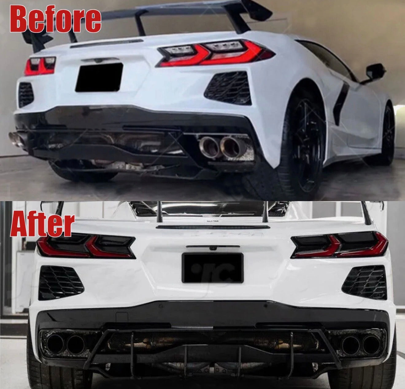 For Chevrolet Corvette C8 Stingray 20+ Real Carbon Fiber Rear Bumper Diffuser Lip