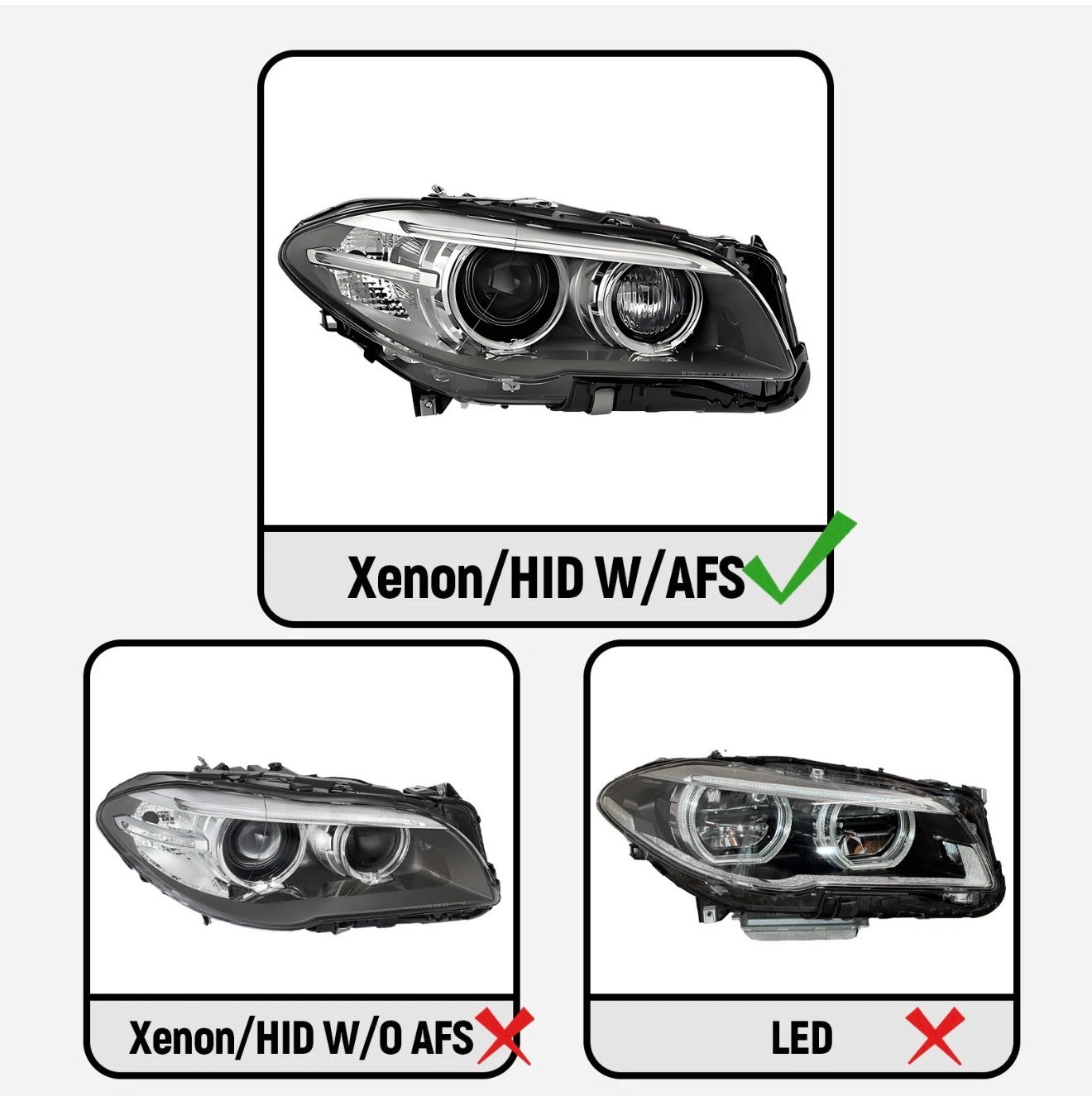 HID/Xenon Headlight W/ AFS For 2014-2016 BMW 5 Series Passenger Side W/O Bulb
