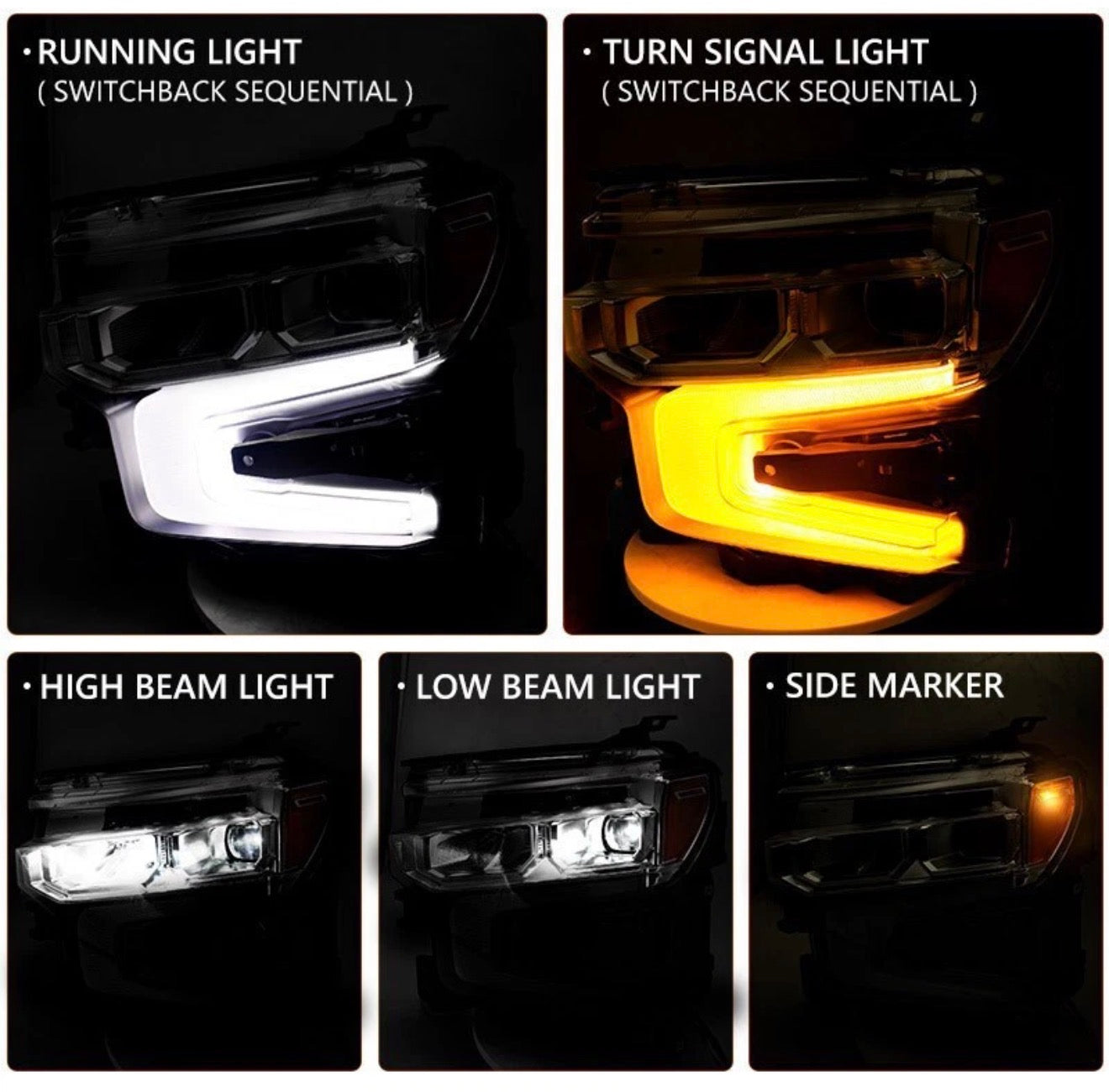 2022-2025 Chevy Silverado 1500 LT / RST, Pair Full LED Headlights