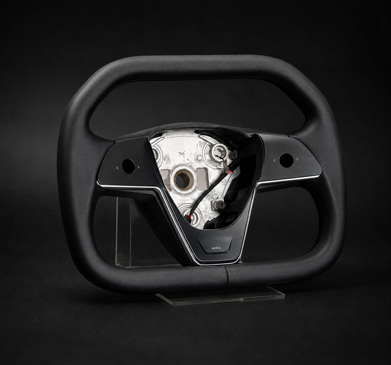 Cybertruck Style Steering Wheel | Full Leather | For Model 3 (2016–2023) & Model Y (2020–2022)