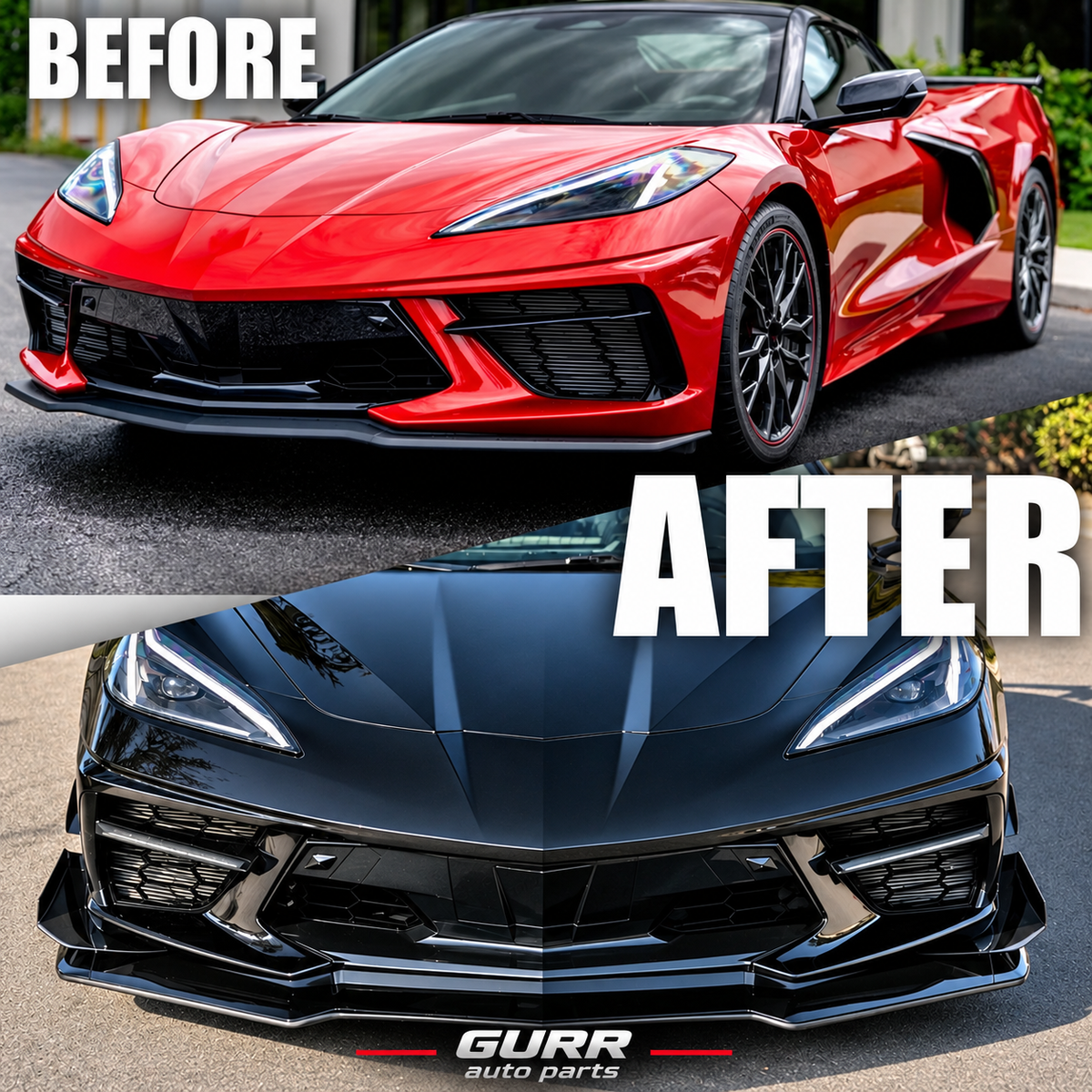 For 20-27 Corvette C8 Z51 Z07 Canard Style Carbon Fiber Style Front Lip Splitter