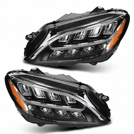 Full LED For Mercedes Benz C-Class C300 W205 2019-2021 Headlights Left+Right Pair