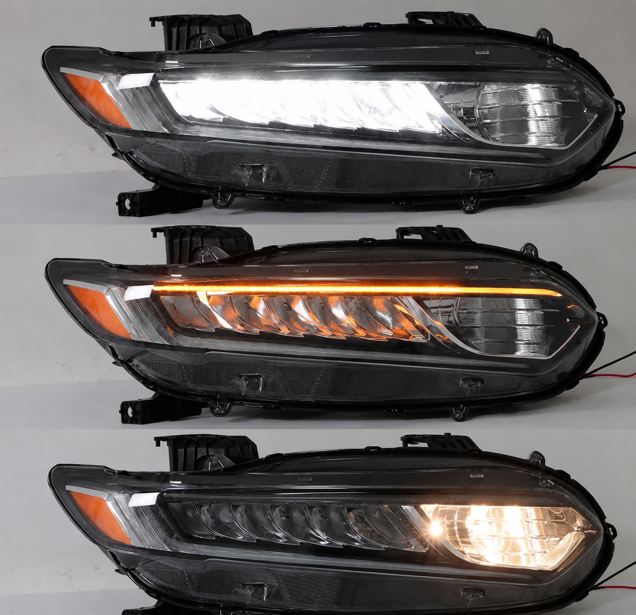 For 2018 2019 2020 Honda Accord Pair of Headlights Headlamps Halogen w/ LED DRL