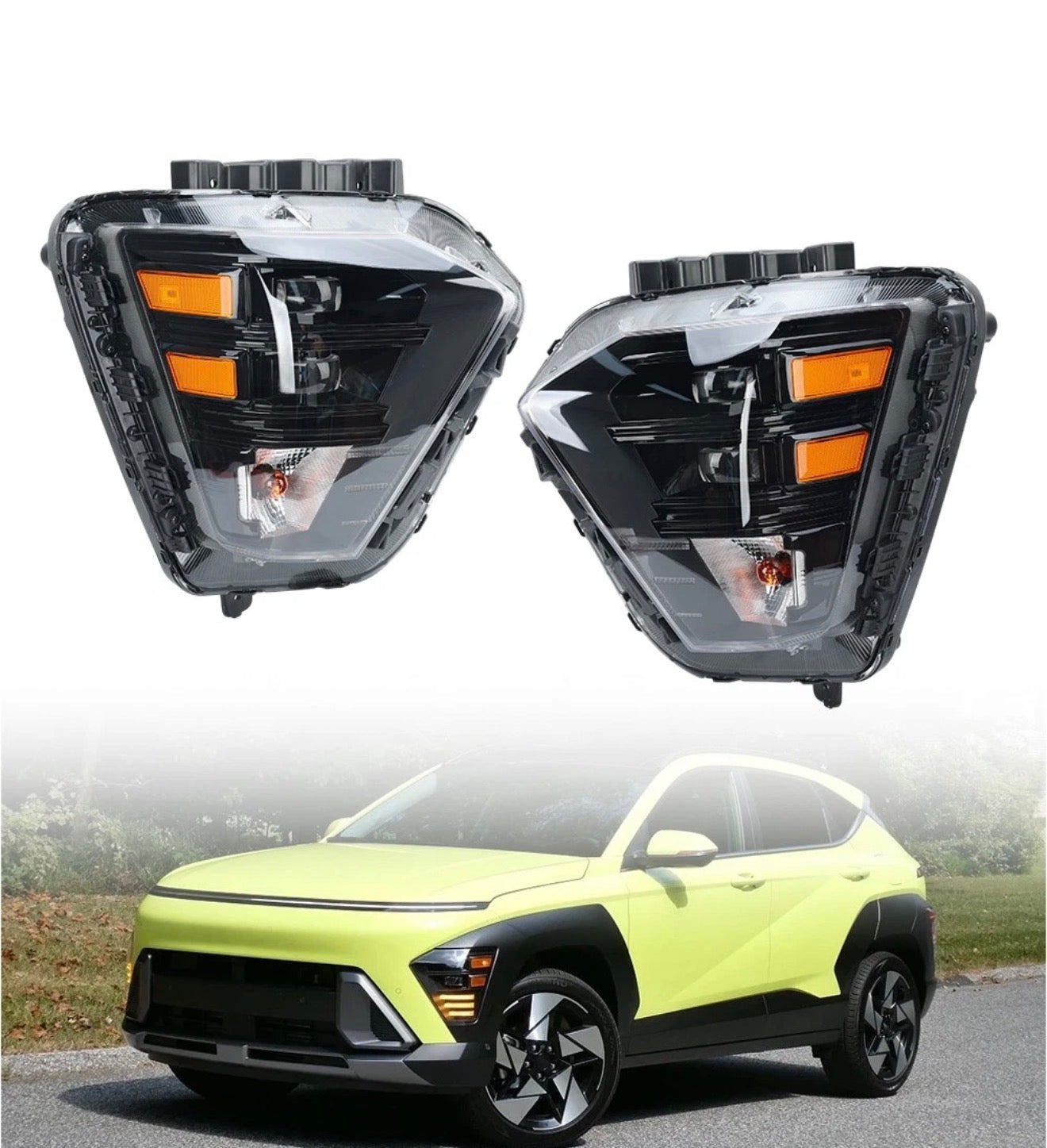 For 2024-2025 Hyundai Kona LED Headlight w/ Halogen Signal Left&Right Pair Side