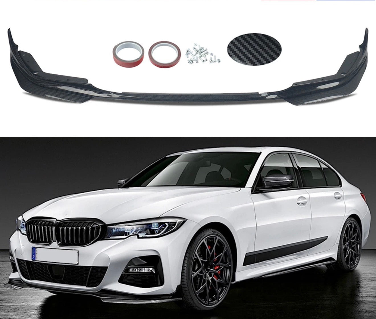 For 2019-2022 BMW M340i 330i G20 Pre-LCI Carbon Look Front Bumper Lip Splitter