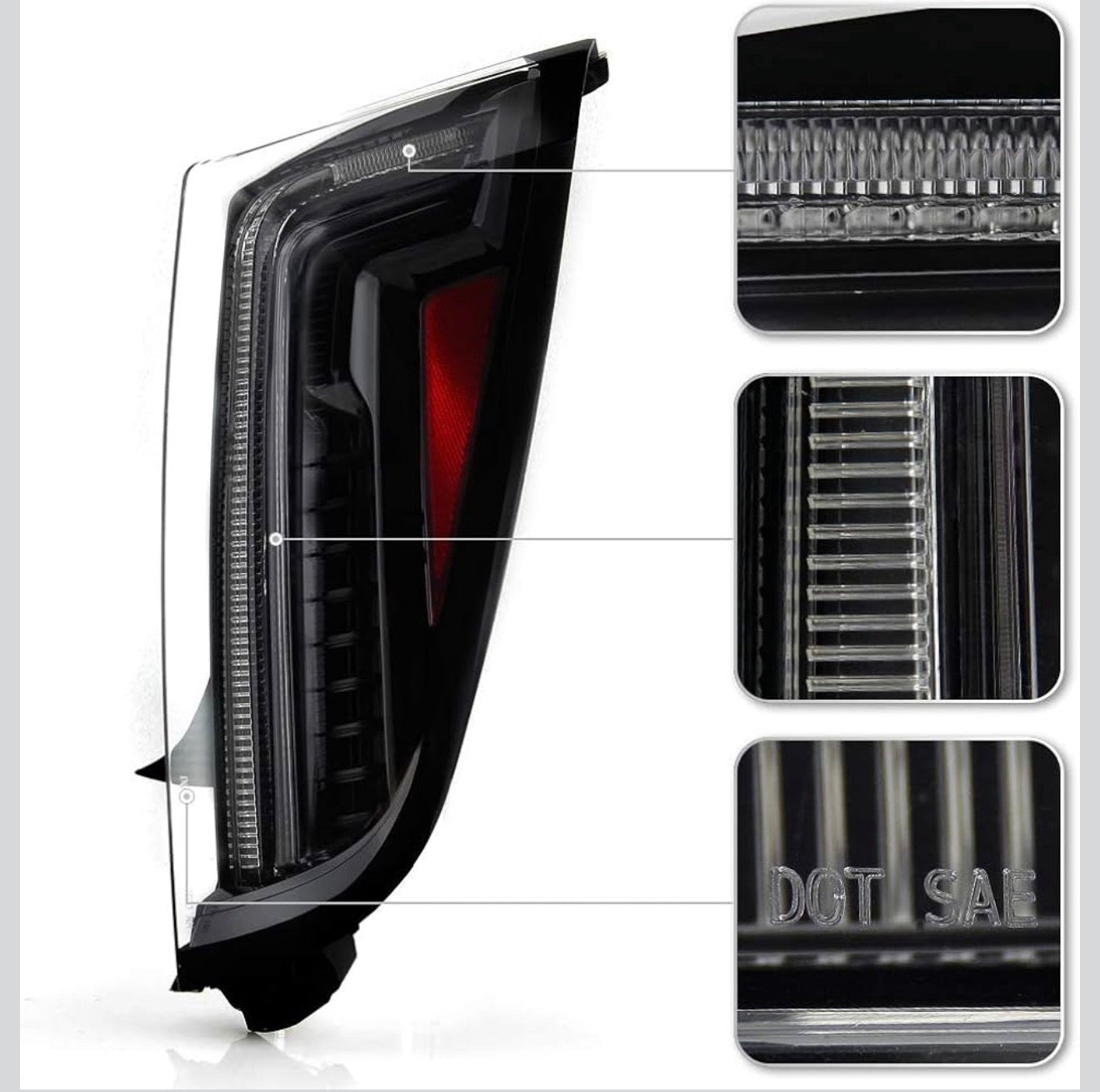 2013-2017 Cadillac XTS Black Housing LED Tail Lights Brake Lamps Assembly Replacement Driver & Passenger