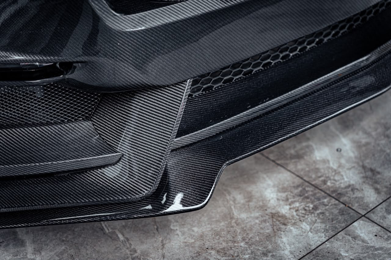 2018–2023 Ford Mustang Full Dry Carbon Fiber Front Bumper & Aero Body Kit – Gloss Finish