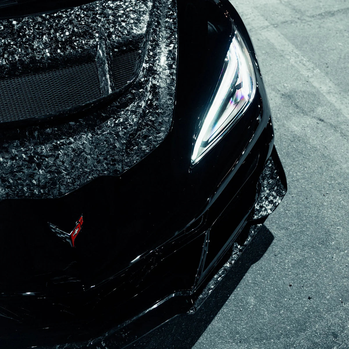 Corvette C8 Z06-Eray-Zr1X, Z07 Style Dry Forged Carbon Fiber Front Splitter Kit
