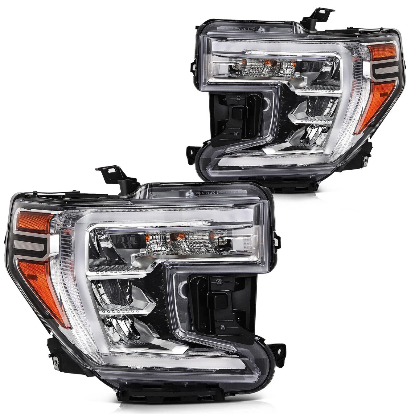 2019-2022 GMC Sierra 1500 2PCS LED DRL Headlights W/ Halogen Signal Lamp