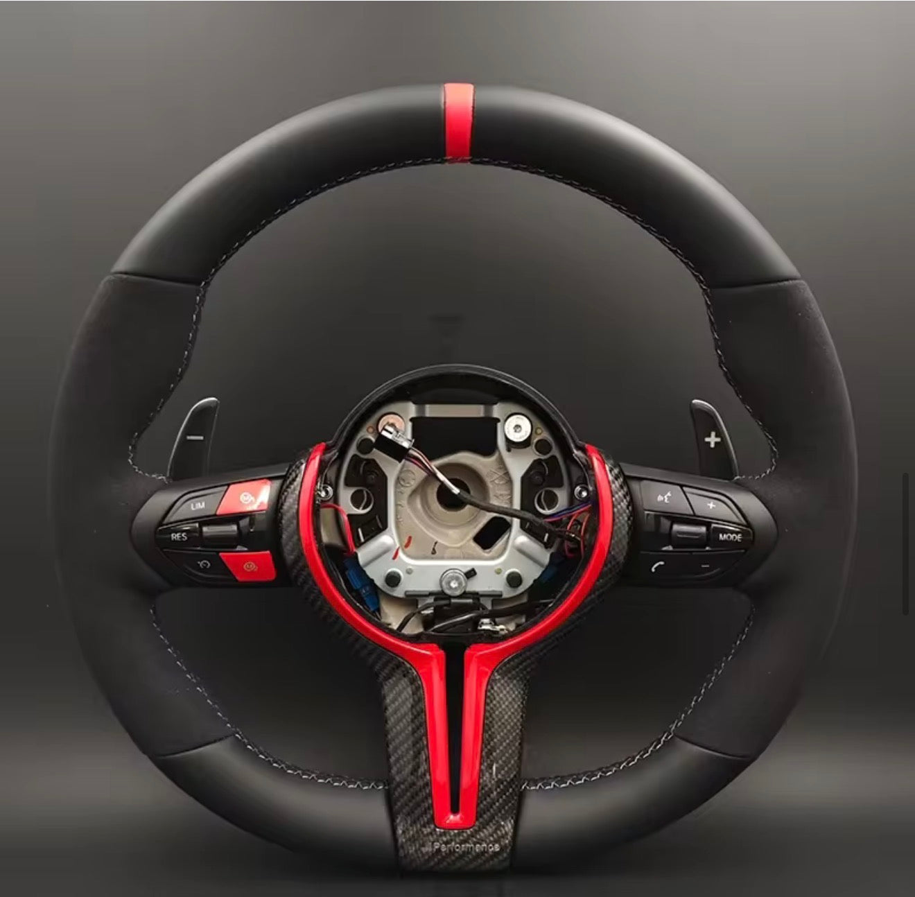 BMW M Performance Half Alcantara cherry red steering wheel