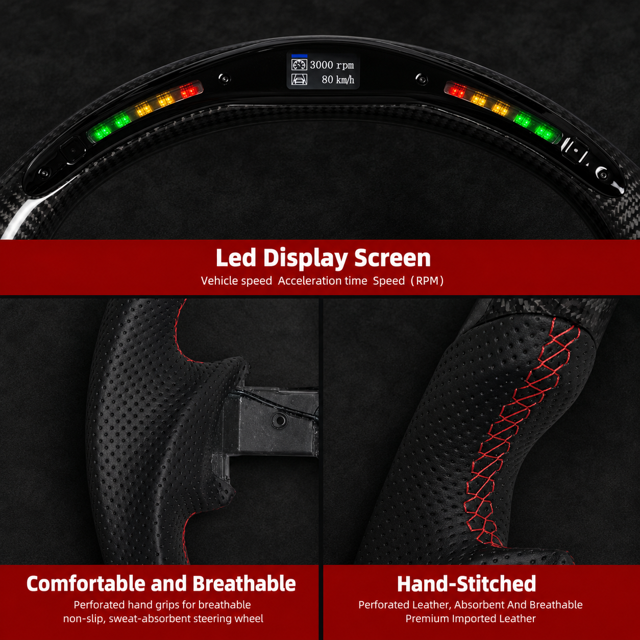 Corvette C7 Carbon Fiber LED Steering Wheel | Perforated Leather | 2014–2019