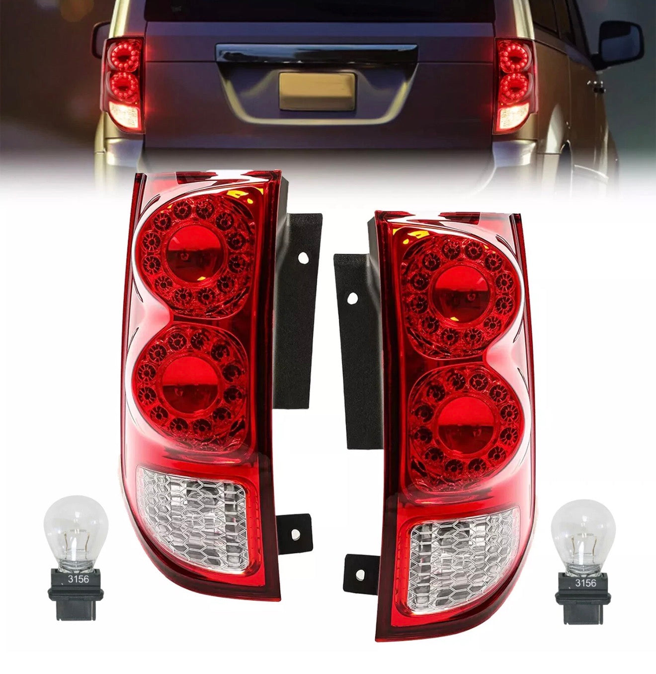 Driver & Passenger LED Tail Lights Lamp Fit For Dodge Grand Caravan 2011-2020