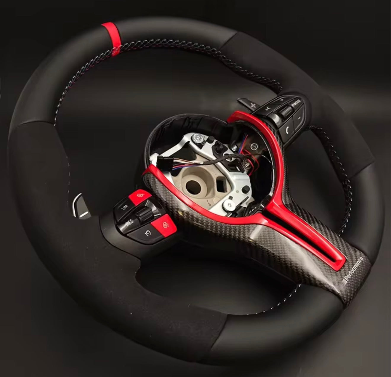 BMW M Performance Half Alcantara cherry red steering wheel