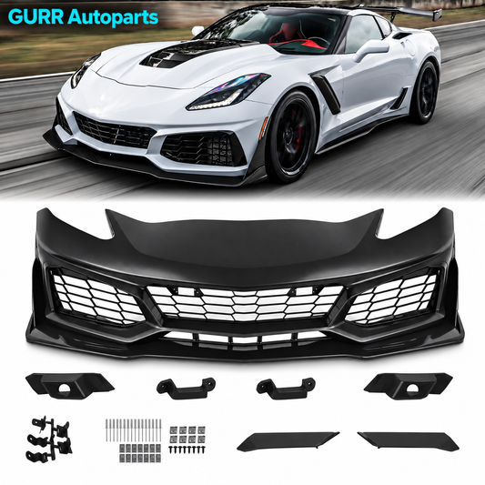 ZR1 Style Full Front Bumper Cover Grille Set For 2014-2019 Chevrolet Corvette C7