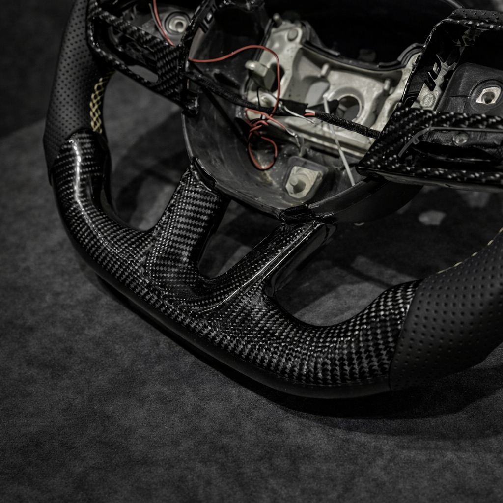 Carbon Fiber Flat Bottom Steering Wheel for Dodge Charger / Challenger SRT Scat Pack Hellcat & Jeep Grand Cherokee Trackhawk (2015-2023)