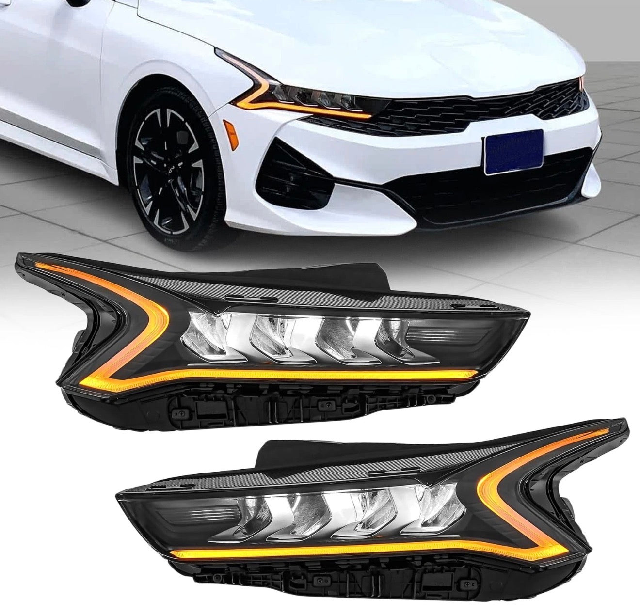 Kia K5 LX EX LXS 2021-2023 headlights pair, OEM Fitment assembly
