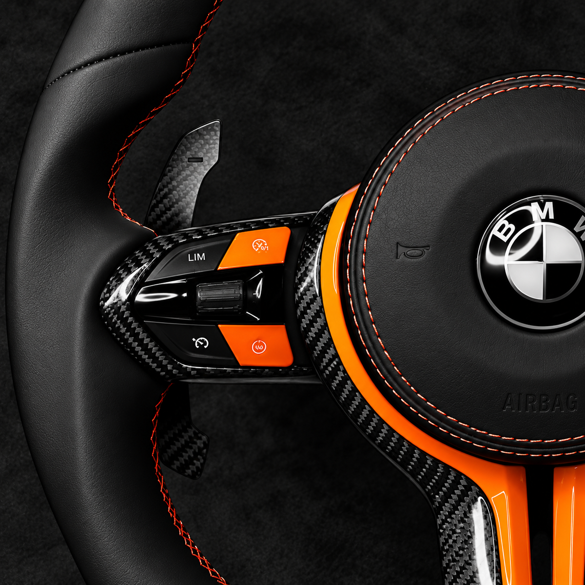 BMW M Performance Sunset Orange Edition Carbon Fiber Steering Wheel | Full Assembly | 2008–2018