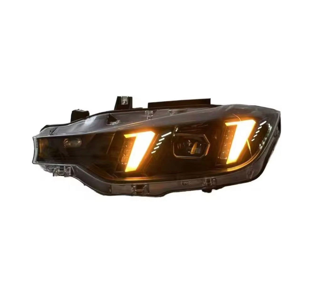 BMW Snake Style Headlights with Dual Color DRLs (yellow & white ) for F30 2012-2018 models