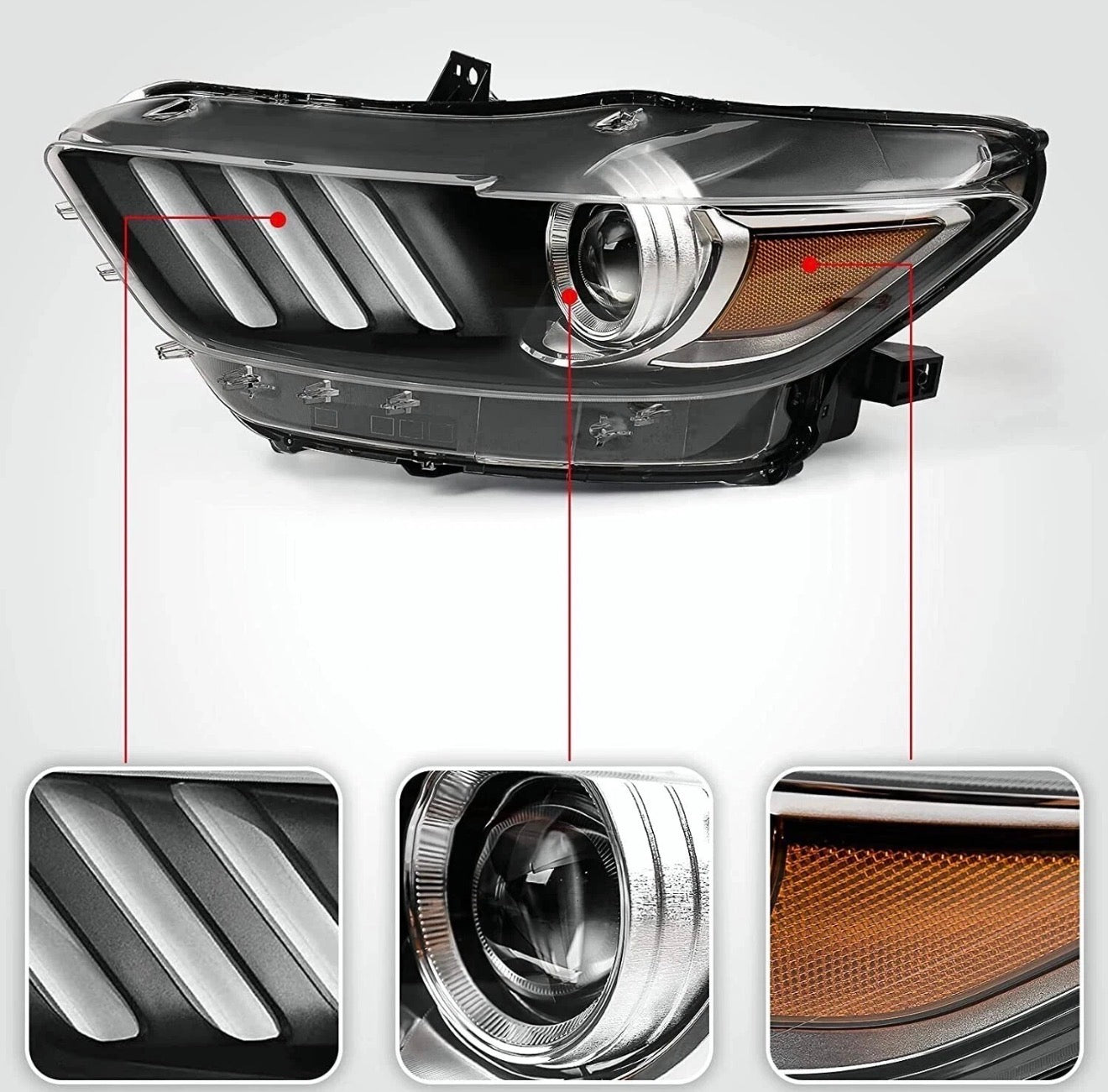 For 2015-2017 Ford Mustang HID/Xenon Headlight Assembly w/o Bulb Pair Left+Right