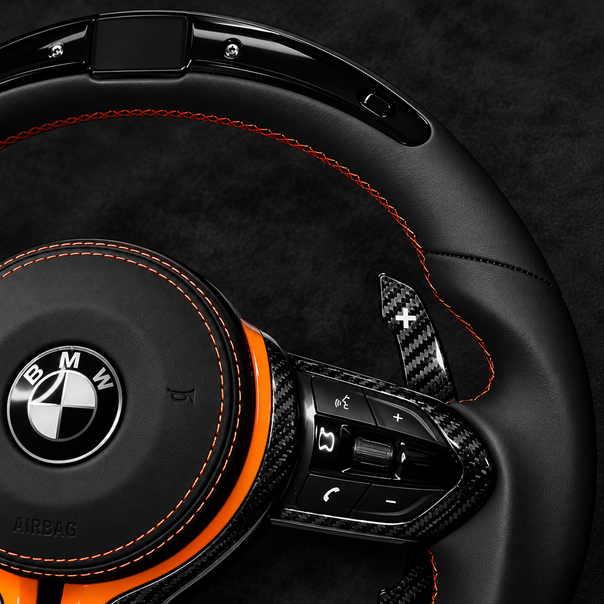 BMW M Performance Sunset Orange Edition Carbon Fiber Steering Wheel | Full Assembly | 2008–2018