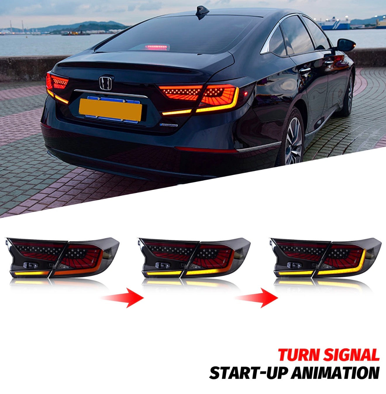 LED Tail Lights for Honda Accord 10Th Gen 2018-2022 Smoked Sequential Rear Lamps