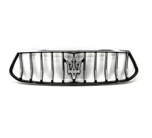 2018 - 2024 MASERATI GHIBLI FRONT BUMPER UPPER GRILLE CHROME W/ EMBLEM ASSEMBLY