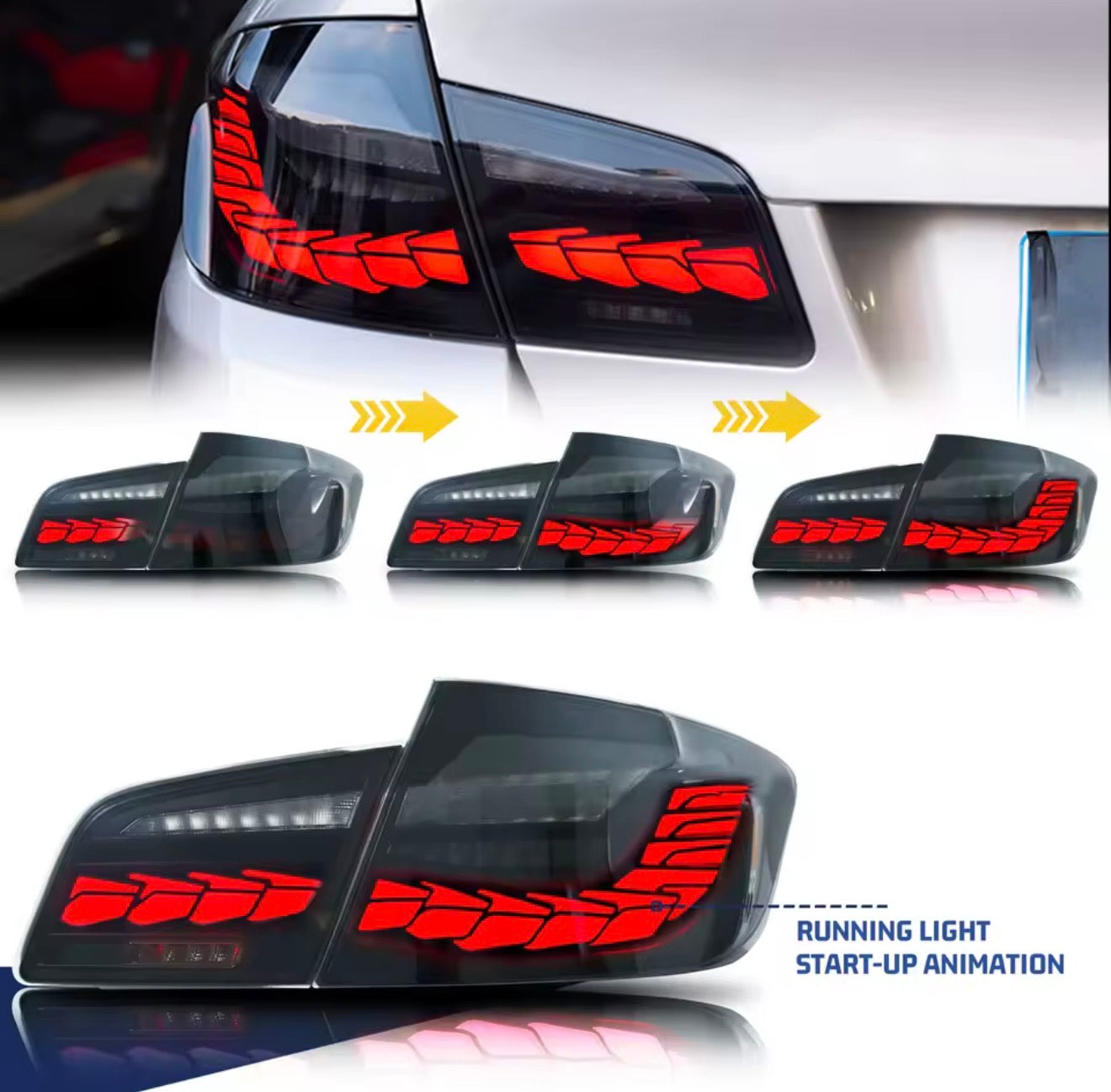 BMW F10 / F18 GTS LED Tail Lights 2011–2016 | Sequential Turn Signals | Smoked Black | Plug & Play