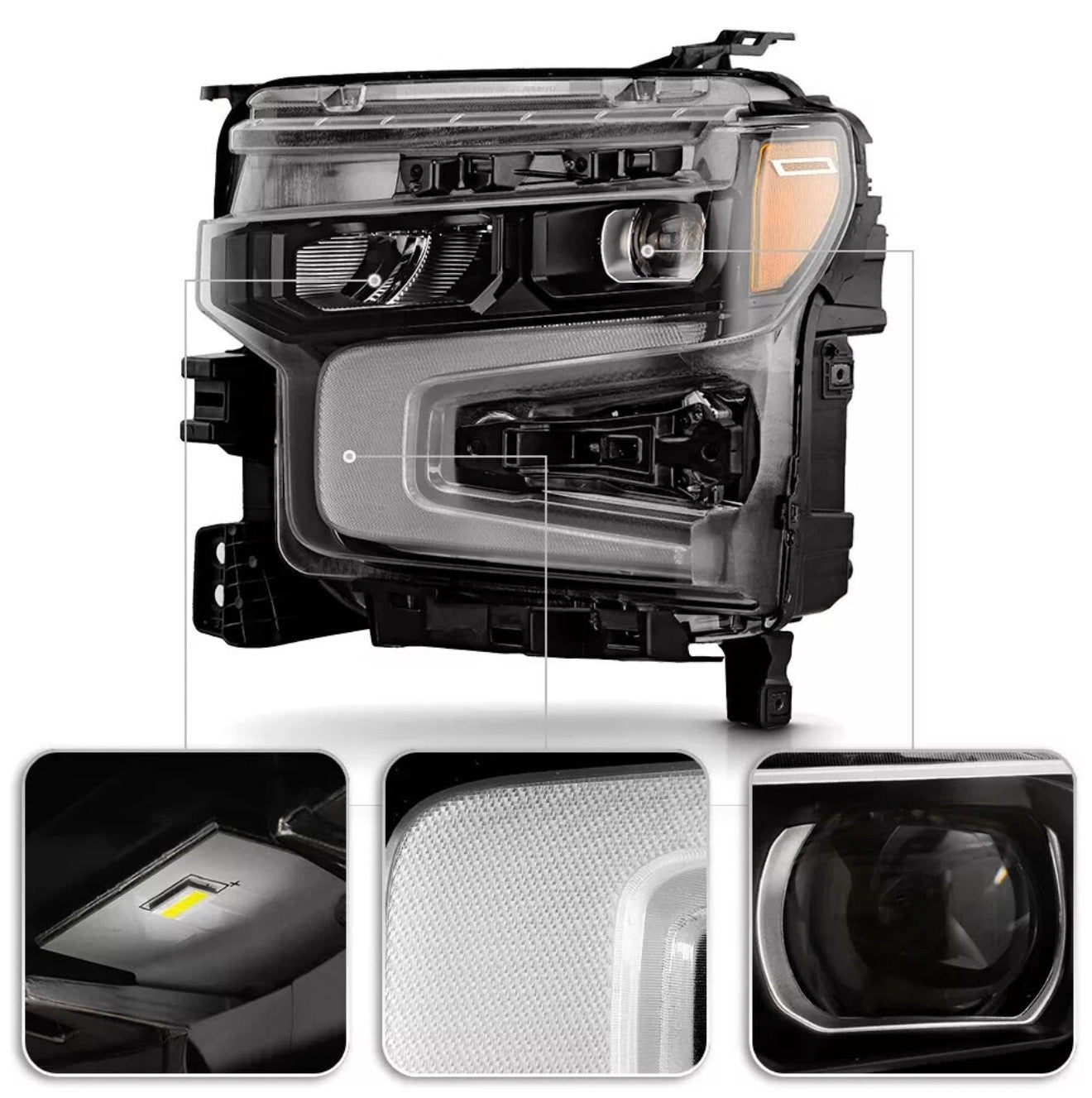 2022-2025 Chevy Silverado 1500 LT / RST, Pair Full LED Headlights