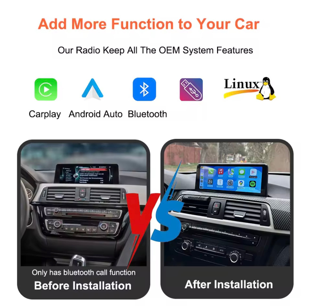 BMW F30/F31/F34 & F32/F33/F36 10.25” Wireless Apple CarPlay & Android Auto Touchscreen Display (NBT System)